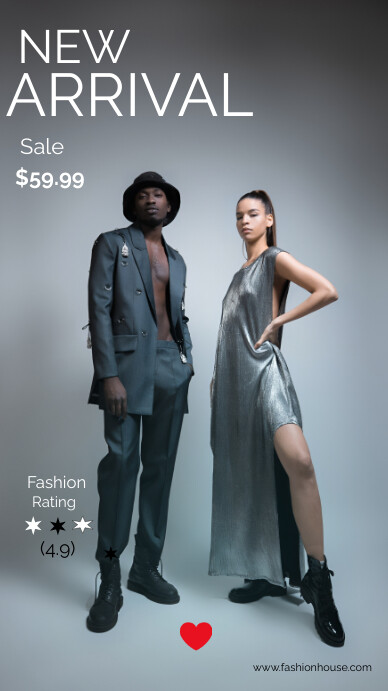 Grey Modern & Minimal Fashion  Collection  Di Ekran reklamowy (9:16) template