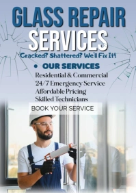 Grey Modern & Minimal Glass Repair Services A1 template