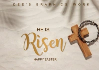 Grey Modern & Minimal He Is Risen-easter Worship Flyer Postcard 明信片 template