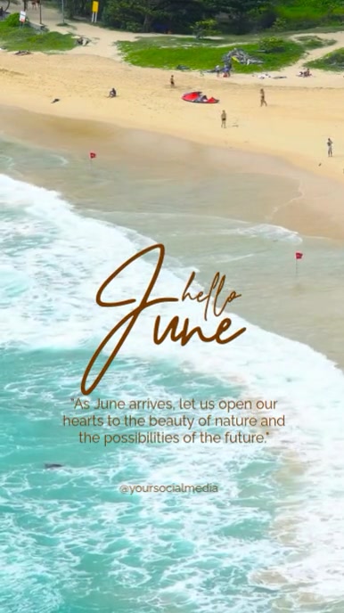 Grey Modern & Minimal Hello June Instagram Story template