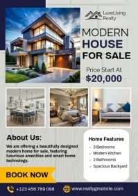 Grey Modern & Minimal House Sale Poster A2 template