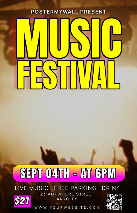 Grey Modern & Minimal Music Festival Tabloid template