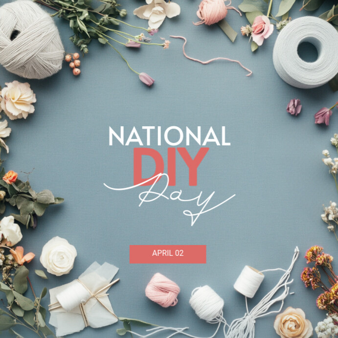 Grey Modern & Minimal National Diy Day Instagram Post template