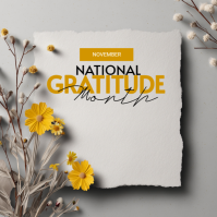 Grey Modern & Minimal National Gratitude Month Instagram Post template