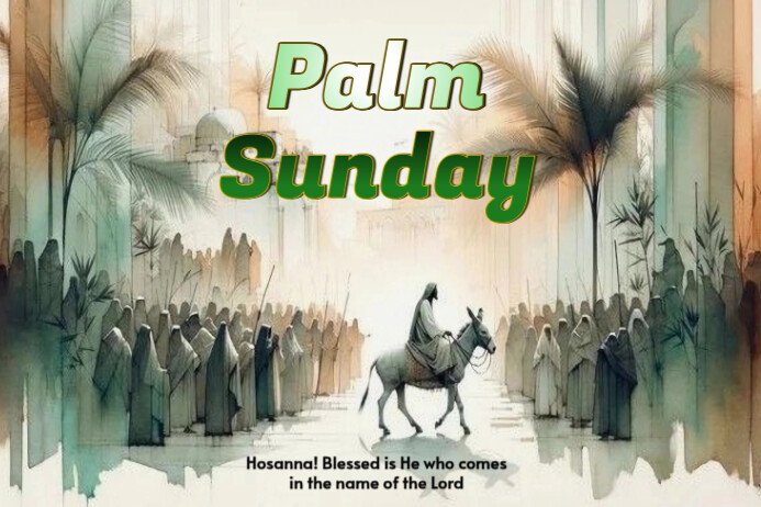 Grey Modern & Minimal Palm Sunday Label template