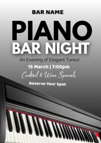 Grey Modern & Minimal Piano Bar Night A2 template