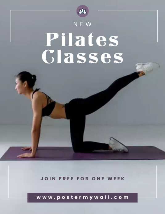Grey Modern & Minimal Pilates Classes Flyer ( Pamflet (Letter AS) template