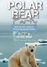 Grey Modern & Minimal Polar Bear Party A1 template