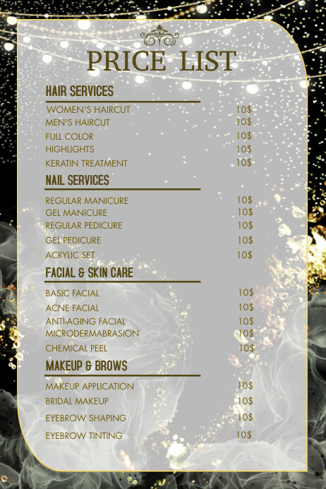 Grey Modern & Minimal Price List Poster template