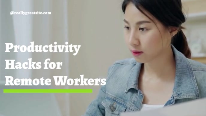 Grey Modern & Minimal Productivity Hack For Remote Workers  Digital Display (16:9) template