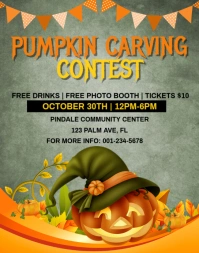 Grey Modern & Minimal Pumpkin Carving Contest Template Poster/wallboard