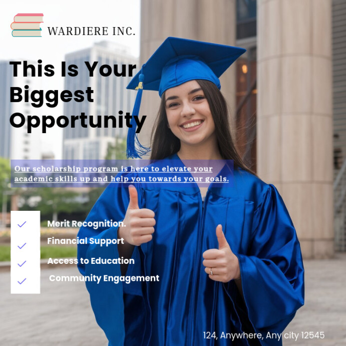 Grey Modern & Minimal Scholarship Program Instagram Post template