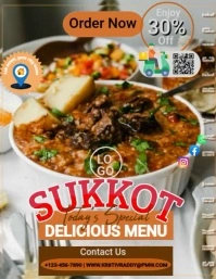 Grey Modern & Minimal Sukkoth Day Recipe Flyer (us Letter) template