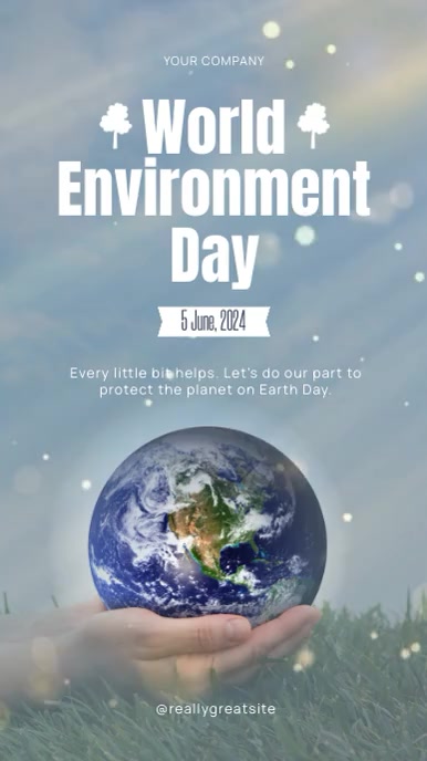 Grey Modern & Minimal World Environment Day D Digital Display (9:16) template