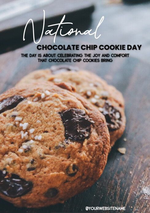 Grey National Chocolate Chip Cookies Day A4 Template | PosterMyWall