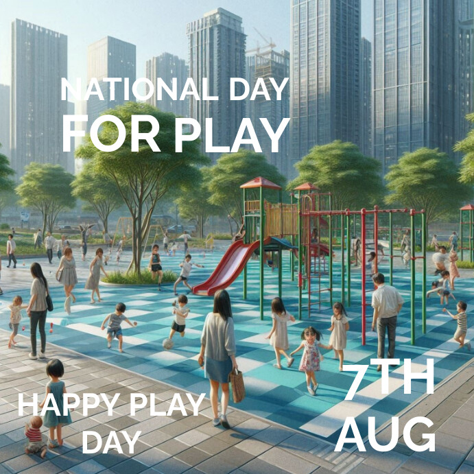 Grey National Play Day  Instagram Post template