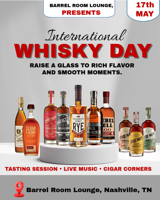 Grey Neon International Whisky Day  Instagram Portrait template