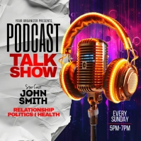 Grey Neon Podcast Instagram Post template