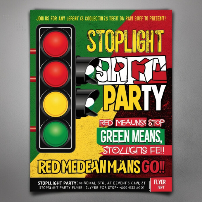 Grey Neon Stoplight Party Flyer Design - 