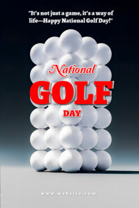 Grey Pastel Black Background Maximalist National Golf Day Poster template