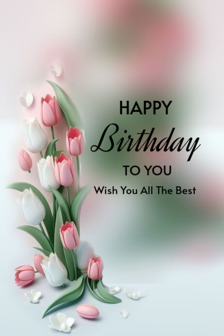 Grey Pastel Happy Birthday To You  Poster โปสเตอร์ template