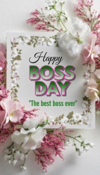 Grey Pastel Happy Boss Day  Business Card Визитная карточка template