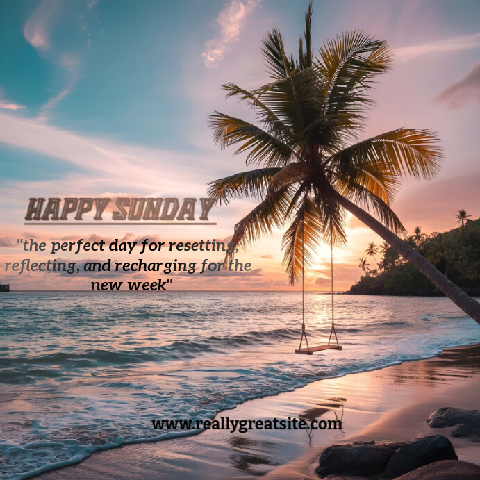 Grey Pastel Happy Sunday - Perfect Day For Resetting, Reflecting, And Recharging For The New Week | Instagram Plasing template