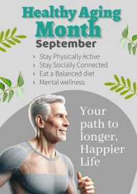 Grey Pastel Healthy Aging Month A1 template