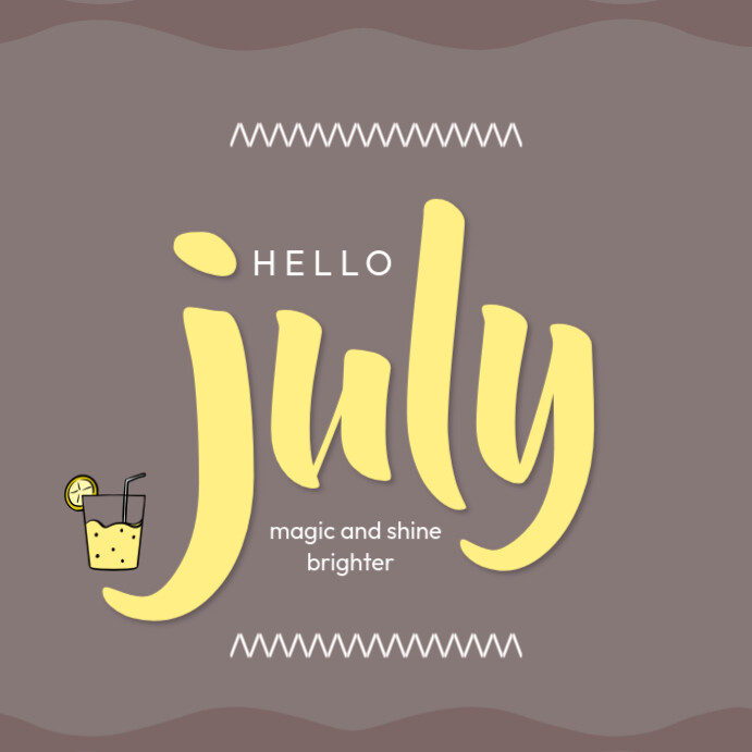 Hello July Pastel Design Instagram Post