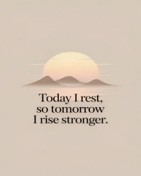 Grey Pastel Motivational Self-care Quote Poster – Rest And Rise Stronger Instagram Portrait template