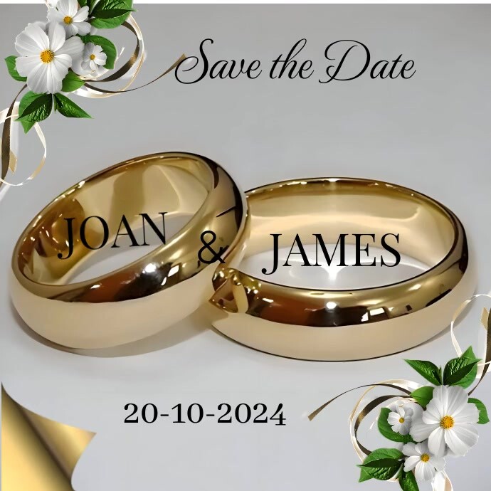 Grey Pastel Wedding Invitations Rings Square Vierkant (1:1) template