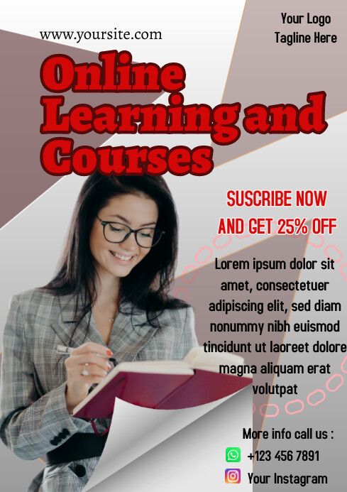Grey Profesional Online Learning And Courses Template | PosterMyWall