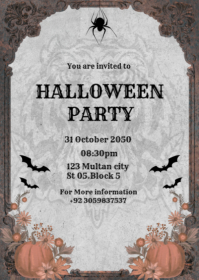 Grey Professional 31 October Halloween Night Party A6 template