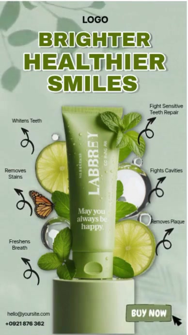 Grey Professional Best Smile Toothpaste Instagram Reel template