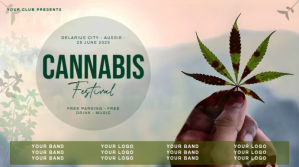 Grey Professional Cannabis Fest Youtube Channel Cover Photo Coverfoto til YouTube-kanal template