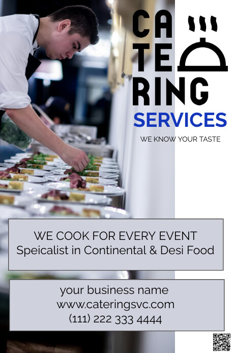 grey professional catering services poster Template | PosterMyWall