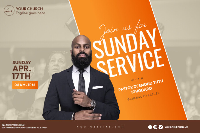 Grey Professional Church Service Poster Plakkaat template