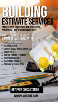 Grey Professional Construction Cost Estimation Business Card Wizytówka template
