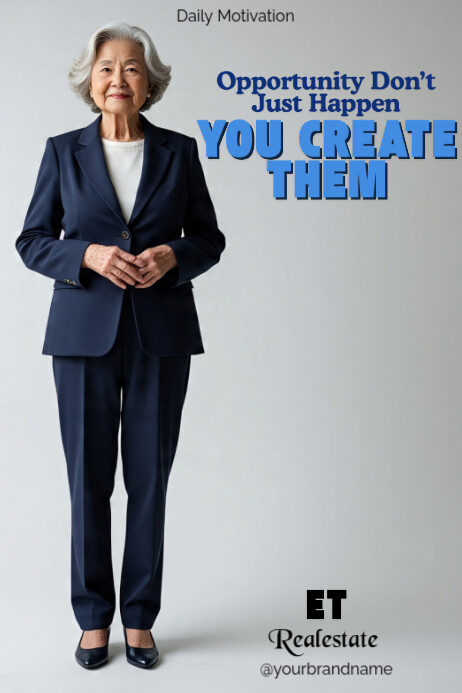 Grey Professional Daily Motivation Opportunity Don't Just Happen You Create Them Poster  Poster Plakkaat template