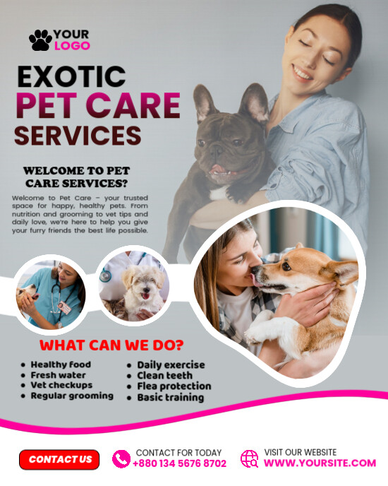 Grey Professional Exotic Pet Care Instagram Portrait template