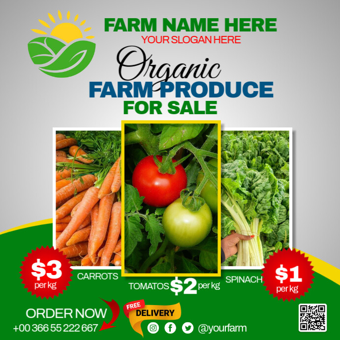 Grey Professional Farm Flyer Instagram Post template