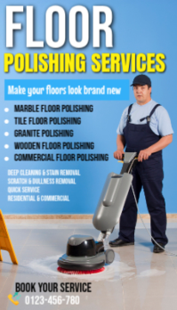 Grey Professional Floor Polishing Services  Business Card Biglietto da visita template