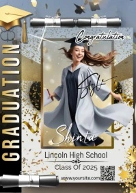 Grey Professional Free Editable Graduation Poster – Customizable Senior Class Of 2025 Template A2