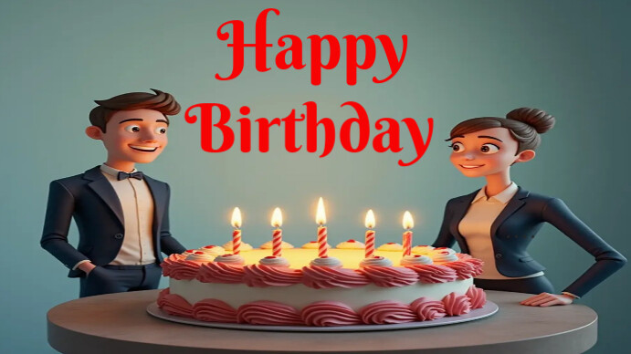 Grey Professional Happy Birthday Blessings For business men and Coworkers Digital Display (16:9) template