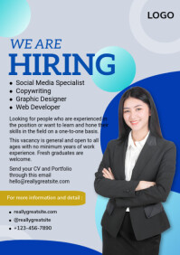 Grey Professional Hiring A4 template