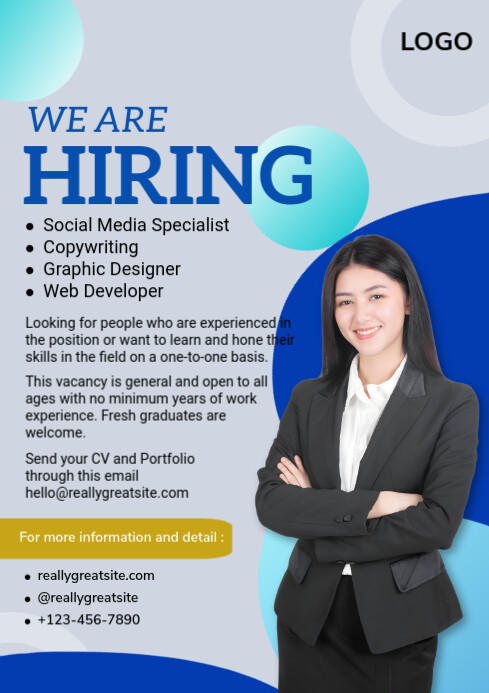 Grey Professional Hiring A4 template