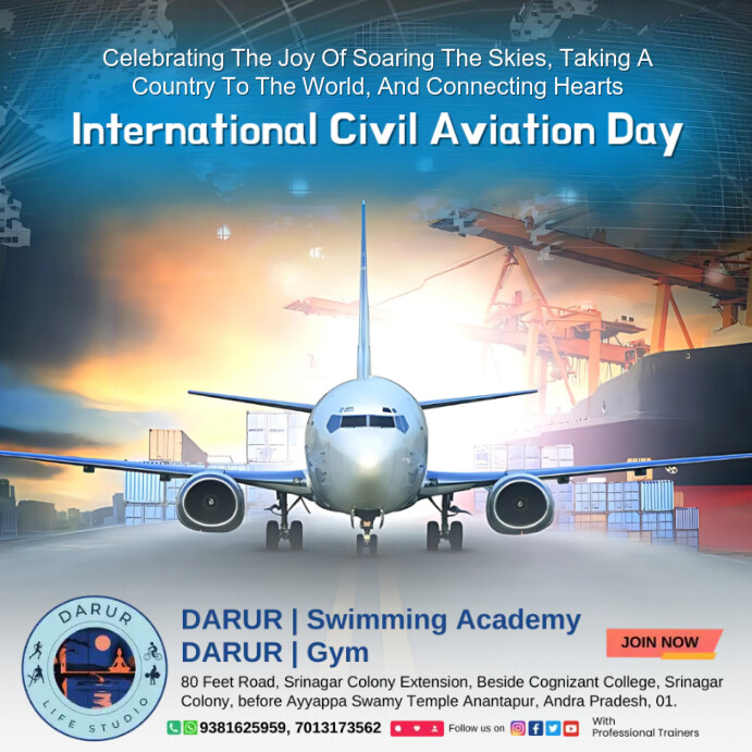Grey Professional International Civil Aviation Day Instagram Post ...