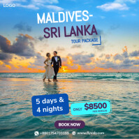 Grey Professional Maldives & Sri Lanka Tour Package Ads Design Template Instagram Post