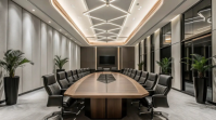 Grey Professional Modern Executive Boardroom Conference Space Digital Display (16:9) template