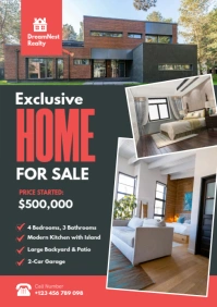 Grey Professional Modern House For Sale Poster Template A3